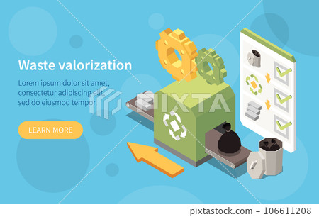 Waste Valorization Isometric Banner 106611208