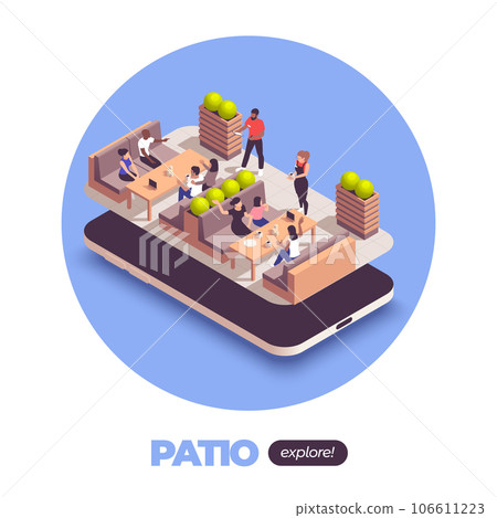 Street Cafe Isometric Concept 106611223