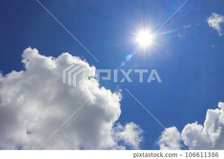 Summer Blue sky with clouds and sun Sky only 106611386