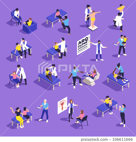 Pediatrics Isometric Icon Set 106611666
