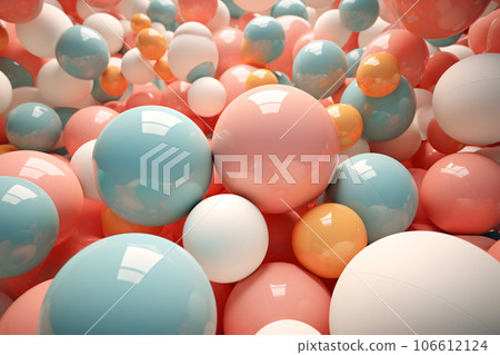 Colorful Abstract Background with Geometric Circle Balls in Pastel Colors 106612124