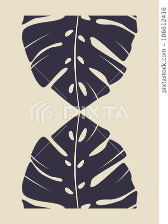 Botanical minimalist black monstera leaf printable wall art. 106612416