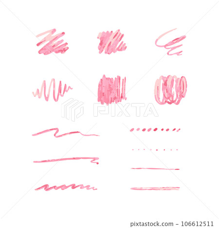 Vector material set of pink lines drawn with a pencil Vector material set of pink lines drawn with a pencil 106612511