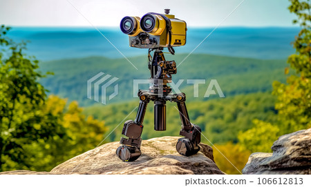 robotic video camera filming the landscape 106612813