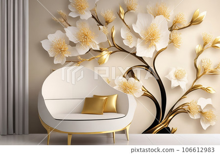 Free Pink and White Flower on Beige Background Image