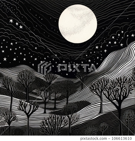 Full moon and full moon shining in the forest 106613610