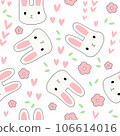 cute seamless pattern with rabbit, hearts 106614016