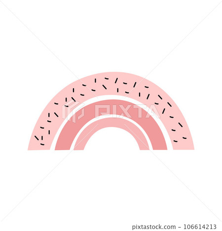 Pink minimalistic scandinavian rainbow illustration isolated. Children and baby girl texture print. 106614213