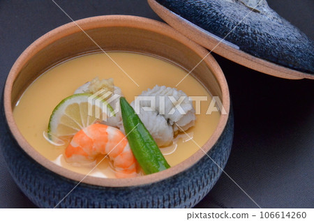 Steamed kaiseki cuisine served with Japanese and seasonal ingredients Steamed kaiseki cuisine served with Japanese and seasonal ingredients 106614260