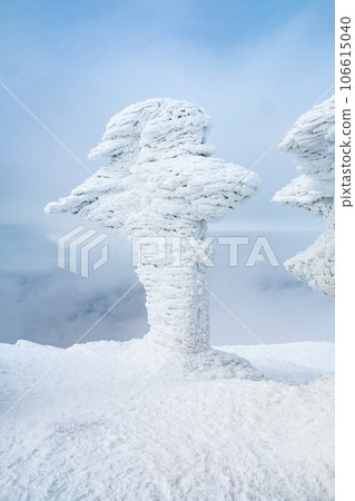 Cross in snow on Mount Petros, Ukraine Cross in snow on Mount Petros, Ukraine 106615040