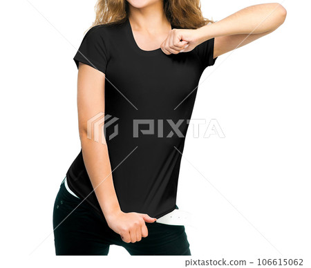 girl in black t-shirt girl in black t-shirt 106615062