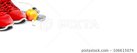 Sport composition with shoes isolated on white background 106615074
