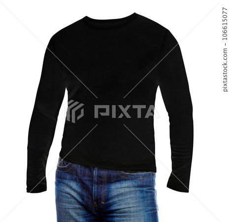 Black t-shirt with long sleeves 106615077