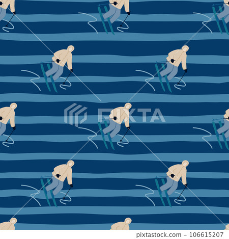 Winter sports seamless pattern. Skiers on the slope. Winter sports seamless pattern. Skiers on the slope. 106615207