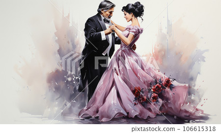 An elderly couple enjoying ballroom dancing 106615318