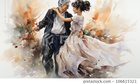 An elderly couple enjoying ballroom dancing 106615321