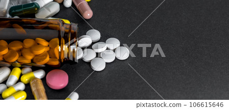 Collection of prescription medications. Prescription medications concept. 106615646