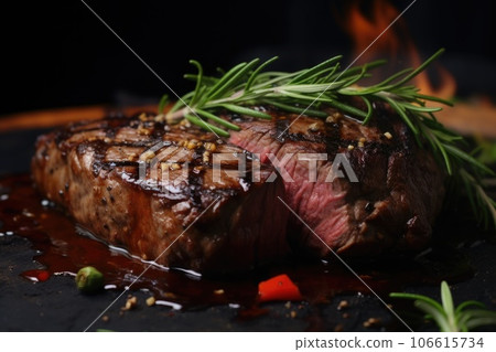 Grilled tenderloin steak with rosemary 106615734