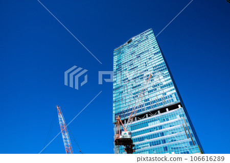 日本東京城市景觀，俯瞰澀谷爭奪廣場等擺脫電暈。新時代的曙光 106616289