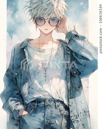 Fashionable jeans sunglasses boy Fashionable jeans sunglasses boy 106616584