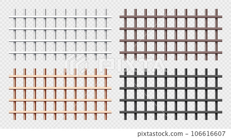 Various shiny metal prison bars collection. Realistic detailed jail cage, prison iron fence. Criminal background mockup. Vector illustration Various shiny metal prison bars collection. Realistic detailed jail cage, prison iron fence. Criminal background mockup. Vector illustration 106616607