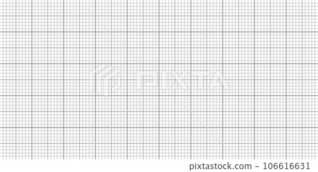 Sheet of graph paper with grid. Millimeter paper texture, geometric pattern. Gray lined blank for drawing, studying, technical engineering or scale measurement. Vector illustration Sheet of graph paper with grid. Millimeter paper texture, geometric pattern. Gray lined blank for drawing, studying, technical engineering or scale measurement. Vector illustration 106616631