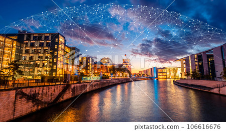 City digital network connection concept City digital network connection concept 106616676