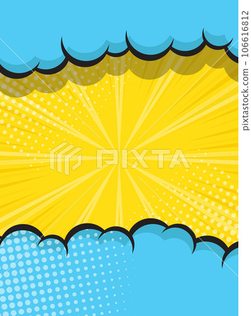 abstract vertical comic book, pop art cartoon with blank speech bubble halftone dotted background 106616812