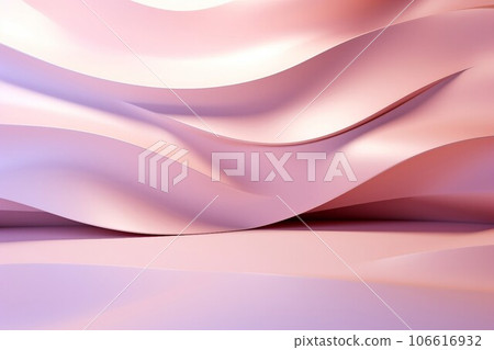 抽象背景。空間擁有淡粉色和紫色漸變的曲線牆。 AI生成圖像 106616932