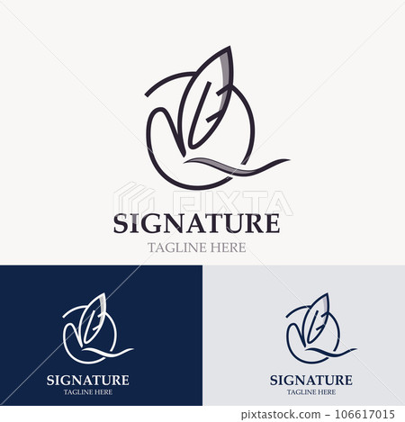 Feather and signature logo design minimalist business symbol sign template illustration 106617015