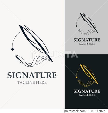 Feather and signature logo design minimalist business symbol sign template illustration 106617024