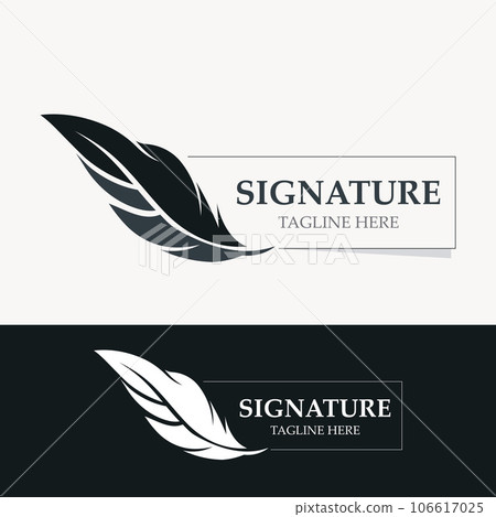 Feather and signature logo design minimalist business symbol sign template illustration 106617025
