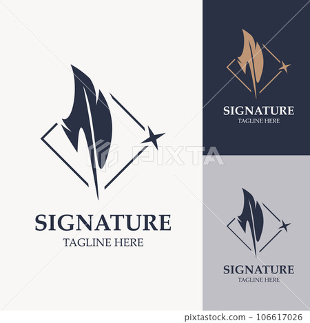 Feather and signature logo design minimalist business symbol sign template illustration 106617026