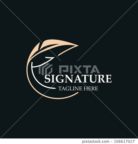 Feather and signature logo design minimalist business symbol sign template illustration 106617027