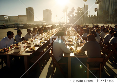 Hispanic and latin americans family celebration. Neural network AI generated 106617300