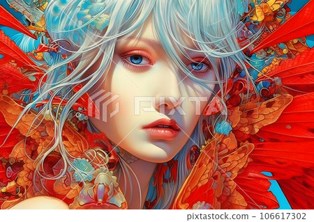 Asian fantasy princess with wings. Neural network AI generated 106617302