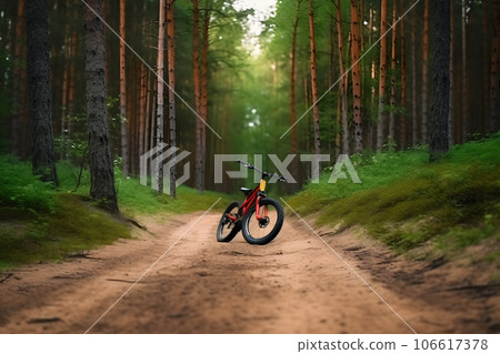 bike in the forest. Neural network AI generated 106617378