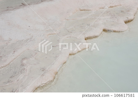 Texture of Pamukkale famous blue travertine pools and terraces Texture of Pamukkale famous blue travertine pools and terraces 106617581