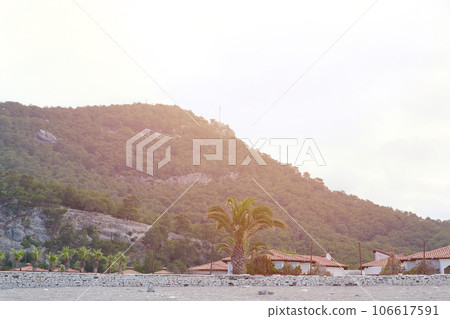 Landscape of Turkey natural rock mountains over blue sea water Landscape of Turkey natural rock mountains over blue sea water 106617591