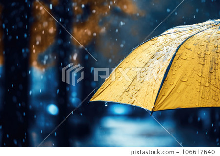 Yellow umbrella under the rain 106617640