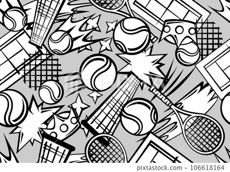 Pattern with tennis items. Sport club illustration. 106618164