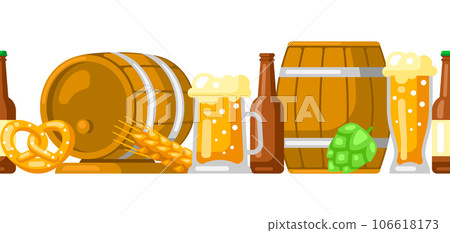 Pattern with beer objects. Beer festival or Oktoberfest. Pattern with beer objects. Beer festival or Oktoberfest. 106618173