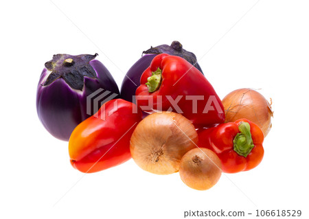 eggplant with pepper isolated eggplant with pepper isolated 106618529
