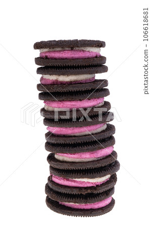 double biscuit with strawberry cream isolated 106618681