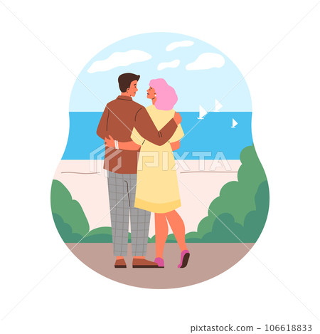 Happy couple hugging flat style, vector illustration 106618833