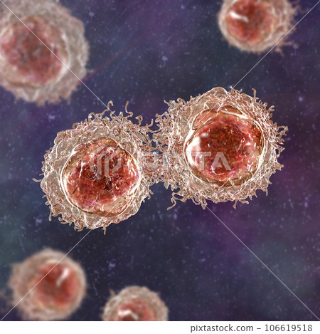 Cancer cells, 3D illustration 106619518