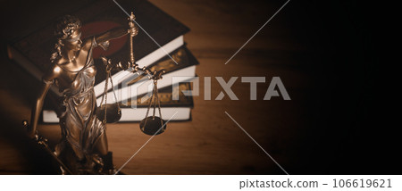 Lady justice. Statue of Justice in library 106619621