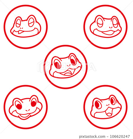 青蛙圖標圓形郵票集 106620247