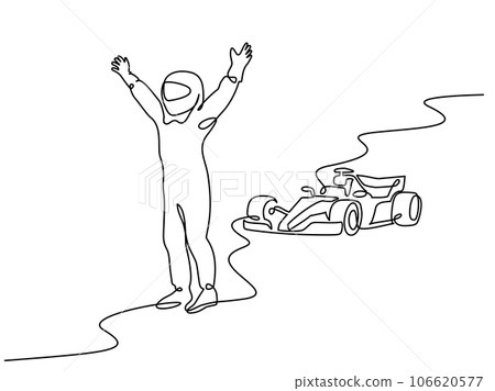 Formula Racing Sport Car and Racer Wins the Championship. 106620577