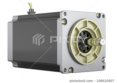 Stepper motor, step motor or stepping motor. 3D rendering 106620807